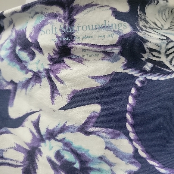 Soft Surroundings Blue Floral Shapely Anywhere Faux Wrap Dress Size Medium - Picture 6 of 6